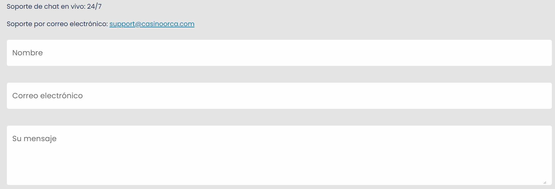 Atención al cliente de Casino Orca